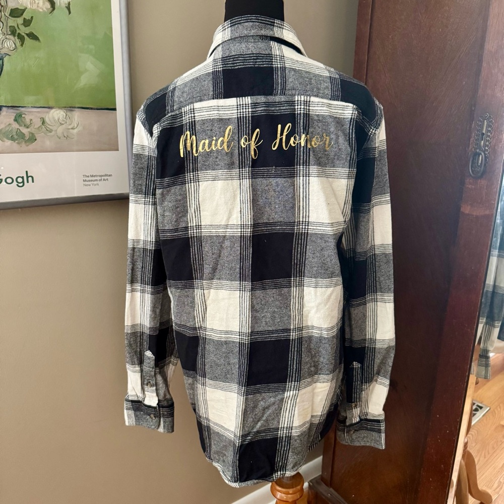 Old Navy Plaid 'Maid of Honor' Flannel Shirt